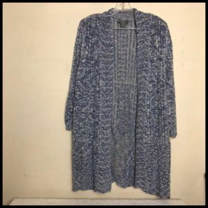 Heather Lace Scallop Crochet Open Duster Cardigan Sweater Size L